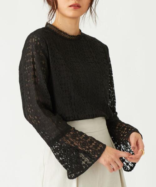 EMMEL REFINES（エメルリファインズ）の「FC レース スタンドブラウス（シャツ/ブラウス・レディース・オフホワイト/ブラック・FREE）」の4枚目の写真