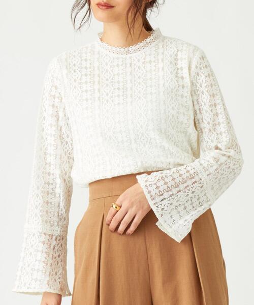EMMEL REFINES（エメルリファインズ）の「FC レース スタンドブラウス（シャツ/ブラウス・レディース・オフホワイト/ブラック・FREE）」の3枚目の写真