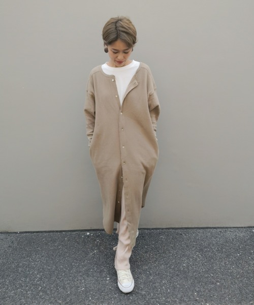 ulu（ウル）の「3way shell button thermal cardigan onepierce（ワンピース・レディース・ブラック/カーキ/グレー・FREE）」の3枚目の写真