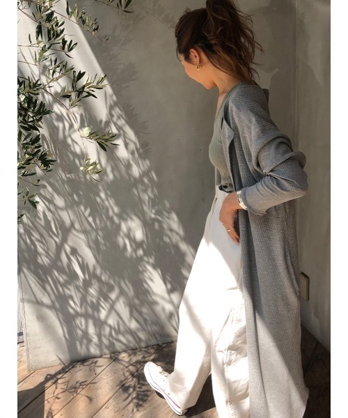 ulu（ウル）の「3way shell button thermal cardigan onepierce（ワンピース・レディース・ブラック/カーキ/グレー・FREE）」の13枚目の写真