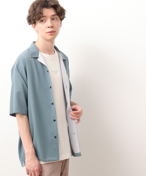 JUNRED（ジュンレッド）の「襟配色オープンカラーシャツ（シャツ/ブラウス・メンズ・ダークブラウン/サックスブルー/ブルー系その他4・S/M/L）」の3枚目の写真