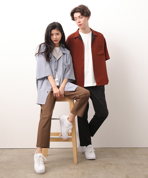 JUNRED（ジュンレッド）の「襟配色オープンカラーシャツ（シャツ/ブラウス・メンズ・ダークブラウン/サックスブルー/ブルー系その他4・S/M/L）」の6枚目の写真