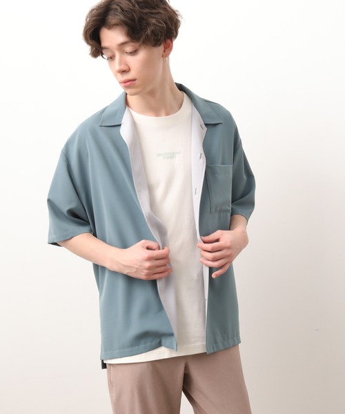 JUNRED（ジュンレッド）の「襟配色オープンカラーシャツ（シャツ/ブラウス・メンズ・ダークブラウン/サックスブルー/ブルー系その他4・S/M/L）」の13枚目の写真