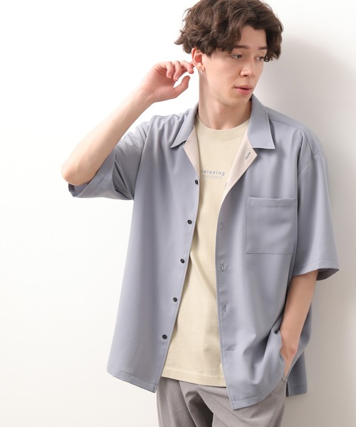 JUNRED（ジュンレッド）の「襟配色オープンカラーシャツ（シャツ/ブラウス・メンズ・ダークブラウン/サックスブルー/ブルー系その他4・S/M/L）」の8枚目の写真