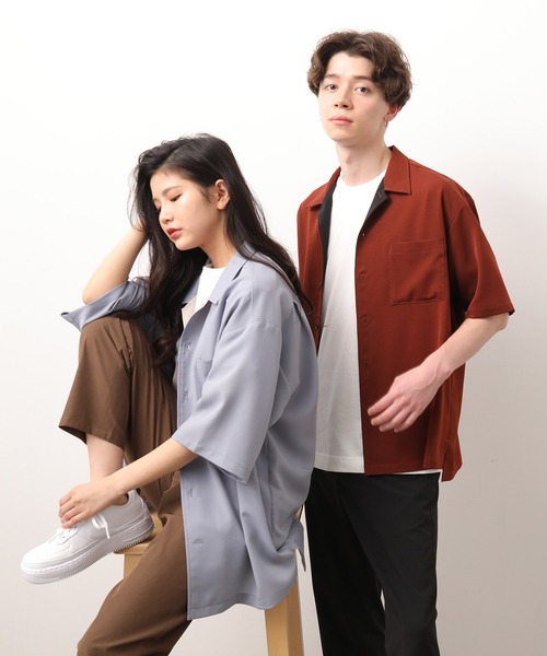 JUNRED（ジュンレッド）の「襟配色オープンカラーシャツ（シャツ/ブラウス・メンズ・ダークブラウン/サックスブルー/ブルー系その他4・S/M/L）」の5枚目の写真