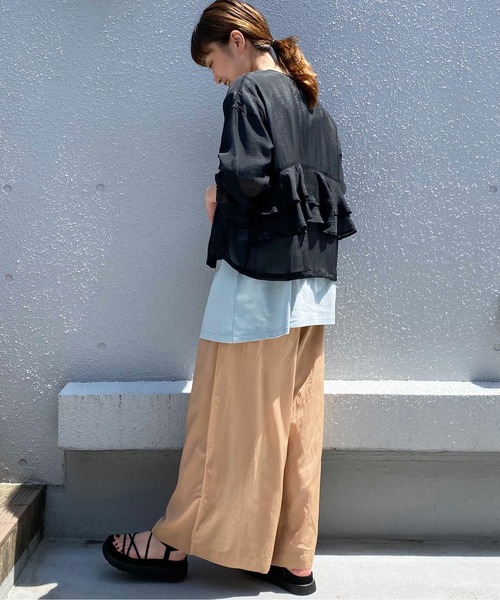 PICCIN(ピッチン)の「バックフリルシアーブルゾン(ブルゾン・レディース・カーキ/ブラック・L/M)」の15枚目の写真