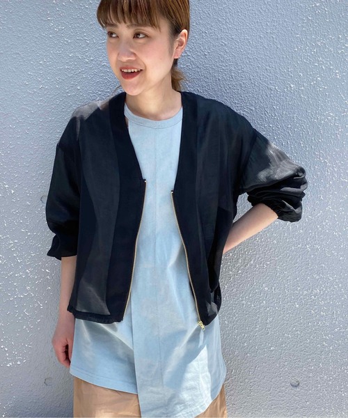 PICCIN(ピッチン)の「バックフリルシアーブルゾン(ブルゾン・レディース・カーキ/ブラック・L/M)」の11枚目の写真