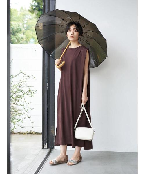 STAMP AND DIARY ハリのある 大人なドレープ感のボックスワンピース セール】サラッとミモレAラインカットワンピース（ワンピース