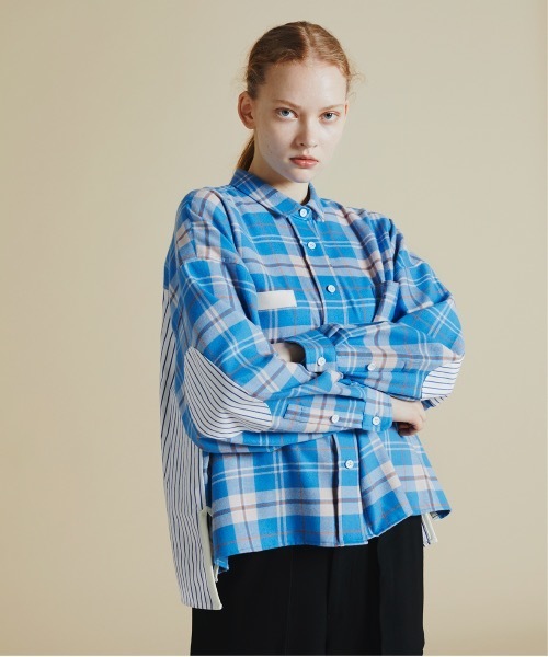 F/CE. (エフシーイー)の「F/CE. SWITCHING CHECK SHIRT / エフシーイー 切り替えチェックシャツ(シャツ/ブラウス・レディース・ピンク/ブルー・FREE)」の1枚目の写真