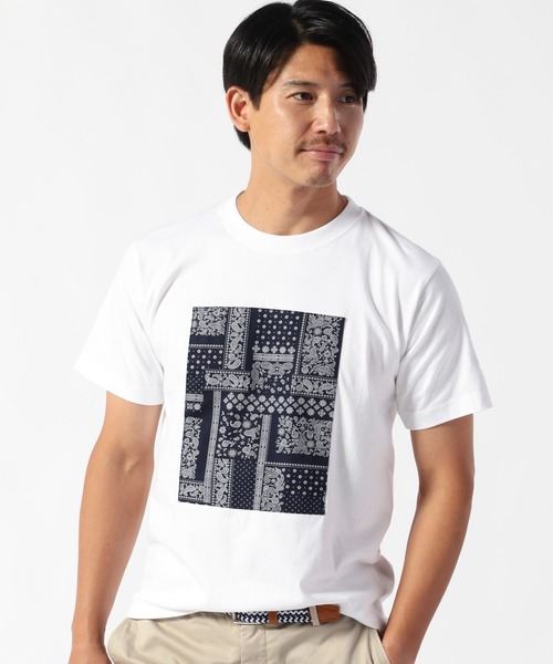 TETE HOMME(テットオム)の「ペーズリー柄パネルクルーネックTシャツ(Tシャツ/カットソー・メンズ・ホワイト/ブラック/ネイビー・MEDIUM/LARGE/X-LARGE)」の2枚目の写真