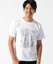 ペーズリー柄パネルクルーネックTシャツ