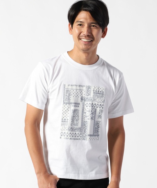 TETE HOMME(テットオム)の「ペーズリー柄パネルクルーネックTシャツ(Tシャツ/カットソー・メンズ・ホワイト/ブラック/ネイビー・MEDIUM/LARGE/X-LARGE)」の3枚目の写真