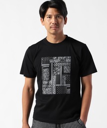 ペーズリー柄パネルクルーネックTシャツ