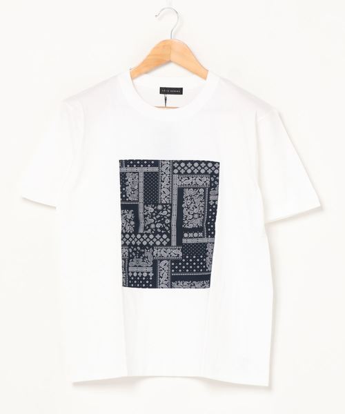 TETE HOMME(テットオム)の「ペーズリー柄パネルクルーネックTシャツ(Tシャツ/カットソー・メンズ・ホワイト/ブラック/ネイビー・MEDIUM/LARGE/X-LARGE)」の4枚目の写真