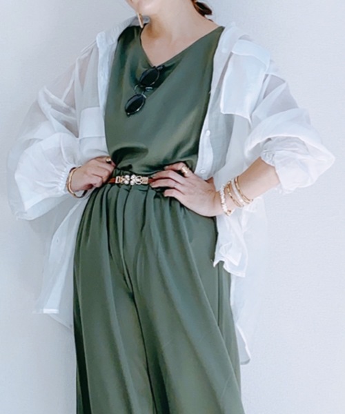 ap retro（アプレトロ）の「ポケット付きシアボリュームシャツ【ZOZO限定アイテム】（シャツ/ブラウス・レディース・オフホワイト/ブラック・FREE）」の9枚目の写真