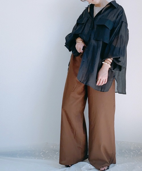 ap retro（アプレトロ）の「ポケット付きシアボリュームシャツ【ZOZO限定アイテム】（シャツ/ブラウス・レディース・オフホワイト/ブラック・FREE）」の20枚目の写真