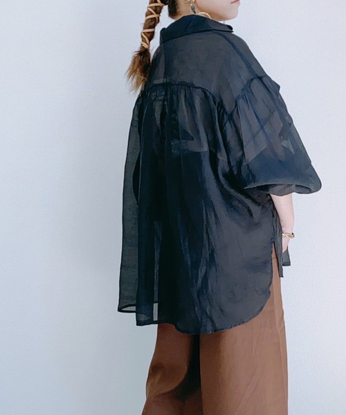 ap retro（アプレトロ）の「ポケット付きシアボリュームシャツ【ZOZO限定アイテム】（シャツ/ブラウス・レディース・オフホワイト/ブラック・FREE）」の15枚目の写真