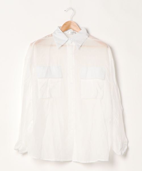 ap retro（アプレトロ）の「ポケット付きシアボリュームシャツ【ZOZO限定アイテム】（シャツ/ブラウス・レディース・オフホワイト/ブラック・FREE）」の18枚目の写真