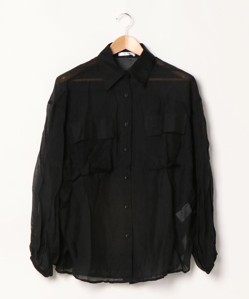 ap retro（アプレトロ）の「ポケット付きシアボリュームシャツ【ZOZO限定アイテム】（シャツ/ブラウス・レディース・オフホワイト/ブラック・FREE）」の11枚目の写真