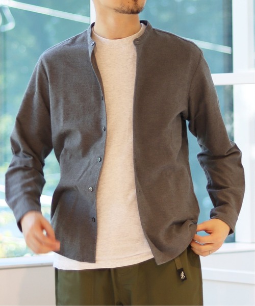 417 EDIFICE（フォーワンセブンエディフィス）の「メランジ シャギーネル ノーカラーシャツ（シャツ/ブラウス・メンズ・ホワイト/カーキ/ネイビー/チャコールグレー/グリーン・SMALL/MEDIUM/LARGE/X-LARGE）」の3枚目の写真