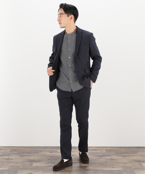 417 EDIFICE（フォーワンセブンエディフィス）の「メランジ シャギーネル ノーカラーシャツ（シャツ/ブラウス・メンズ・ホワイト/カーキ/ネイビー/チャコールグレー/グリーン・SMALL/MEDIUM/LARGE/X-LARGE）」の9枚目の写真