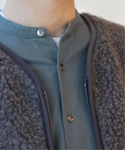 417 EDIFICE（フォーワンセブンエディフィス）の「メランジ シャギーネル ノーカラーシャツ（シャツ/ブラウス・メンズ・ホワイト/カーキ/ネイビー/チャコールグレー/グリーン・SMALL/MEDIUM/LARGE/X-LARGE）」の8枚目の写真