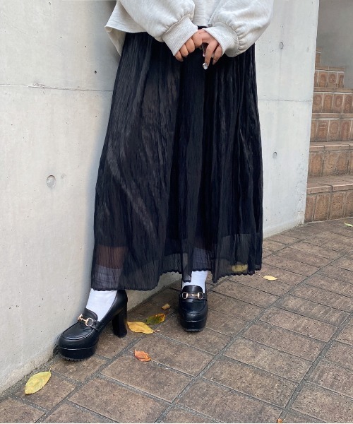Mysa&Liina（ミーサリーナ）の「オーガンヘリンボーンプリーツスカート（スカート・レディース・ブラック/ブラウン/グリーン・M）」の2枚目の写真