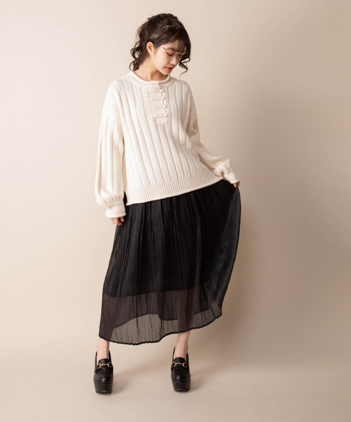 Mysa&Liina（ミーサリーナ）の「オーガンヘリンボーンプリーツスカート（スカート・レディース・ブラック/ブラウン/グリーン・M）」の5枚目の写真