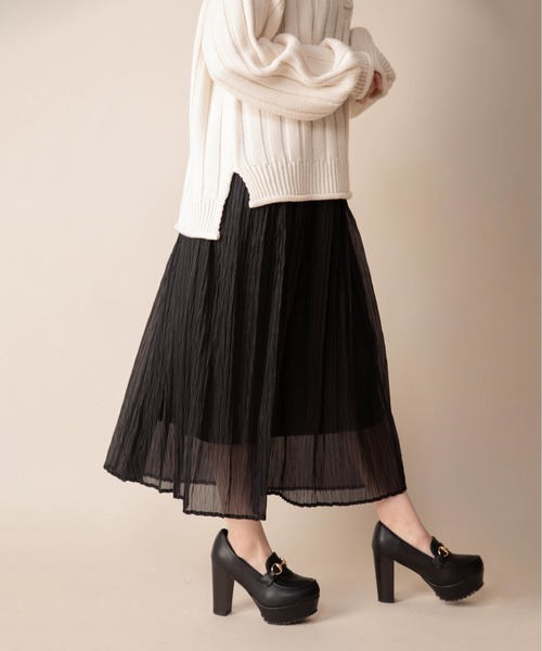 Mysa&Liina（ミーサリーナ）の「オーガンヘリンボーンプリーツスカート（スカート・レディース・ブラック/ブラウン/グリーン・M）」の4枚目の写真