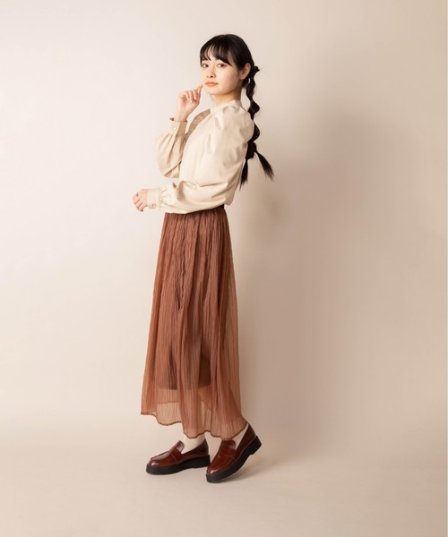 Mysa&Liina（ミーサリーナ）の「オーガンヘリンボーンプリーツスカート（スカート・レディース・ブラック/ブラウン/グリーン・M）」の8枚目の写真