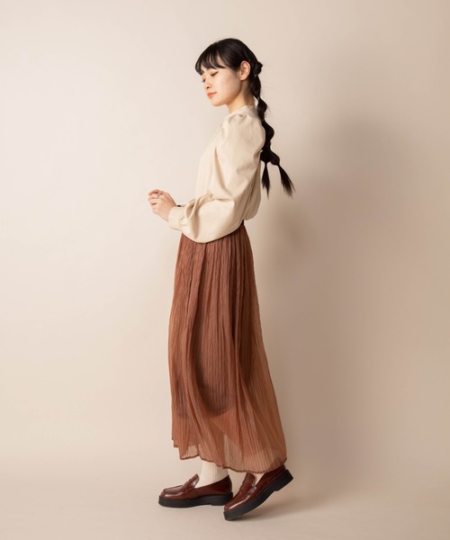 Mysa&Liina（ミーサリーナ）の「オーガンヘリンボーンプリーツスカート（スカート・レディース・ブラック/ブラウン/グリーン・M）」の9枚目の写真