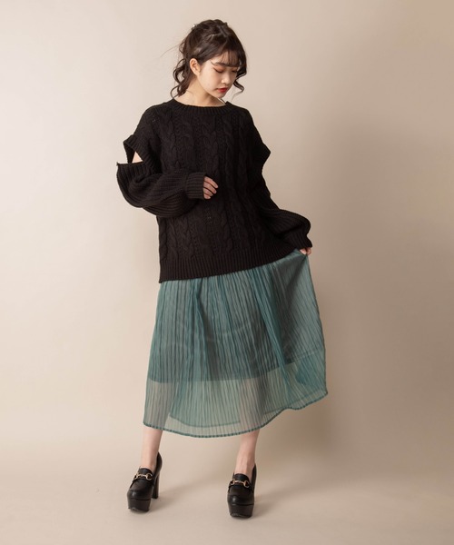 Mysa&Liina（ミーサリーナ）の「オーガンヘリンボーンプリーツスカート（スカート・レディース・ブラック/ブラウン/グリーン・M）」の12枚目の写真