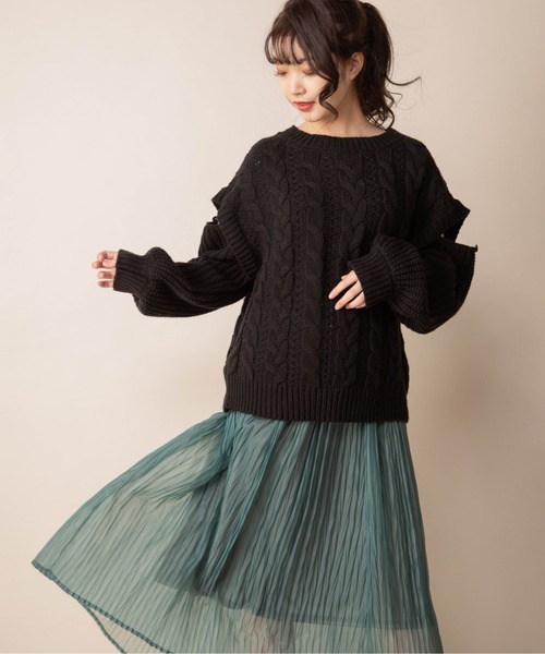 Mysa&Liina（ミーサリーナ）の「オーガンヘリンボーンプリーツスカート（スカート・レディース・ブラック/ブラウン/グリーン・M）」の13枚目の写真