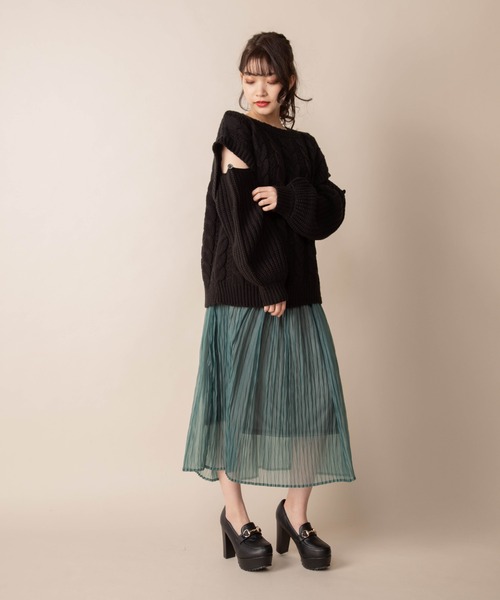 Mysa&Liina（ミーサリーナ）の「オーガンヘリンボーンプリーツスカート（スカート・レディース・ブラック/ブラウン/グリーン・M）」の15枚目の写真