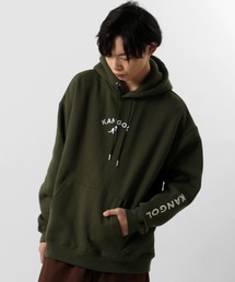 【KANGOL/カンゴール】 オーバーサイズ アーチロゴ刺繍 袖プリント フーデットパーカー/プルパーカー/フーディー
