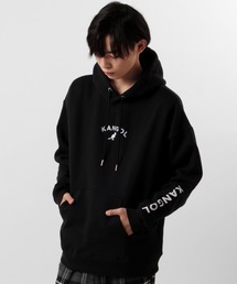 【KANGOL/カンゴール】 オーバーサイズ アーチロゴ刺繍 袖プリント フーデットパーカー/プルパーカー/フーディー