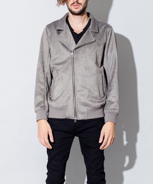 セール】【NO ID.】Fake Suede Semi Double Riders Blouson / フェイク セール】【NO ID.】Fake Suede Semi Double Riders Blouson / フェイク