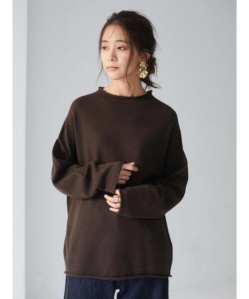 CRAFT STANDARD BOUTIQUE(クラフトスタンダードブティック)の「モックネックラグランニットプルオーバー《ウォッシャブル仕様》〇*(ニット/セーター・レディース・チャコールグレー/ライトブルー/ブラック/ベージュ/アイボリー/モカ/グリーン系その他2/レッド系その他5・M/L)」の10枚目の写真