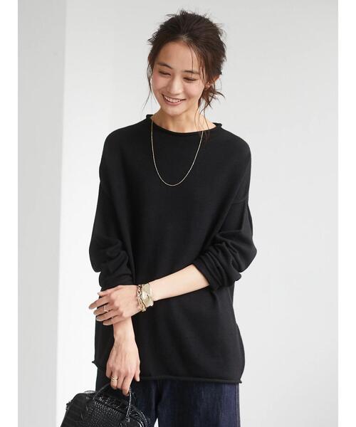 CRAFT STANDARD BOUTIQUE(クラフトスタンダードブティック)の「モックネックラグランニットプルオーバー《ウォッシャブル仕様》〇*(ニット/セーター・レディース・チャコールグレー/ライトブルー/ブラック/ベージュ/アイボリー/モカ/グリーン系その他2/レッド系その他5・M/L)」の11枚目の写真