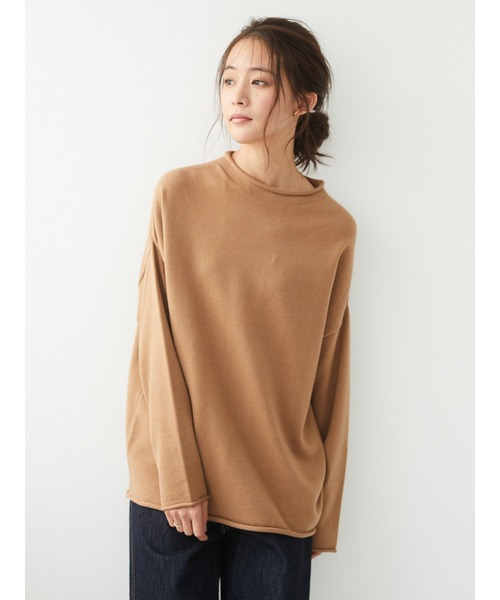 CRAFT STANDARD BOUTIQUE(クラフトスタンダードブティック)の「モックネックラグランニットプルオーバー《ウォッシャブル仕様》〇*(ニット/セーター・レディース・チャコールグレー/ライトブルー/ブラック/ベージュ/アイボリー/モカ/グリーン系その他2/レッド系その他5・M/L)」の5枚目の写真