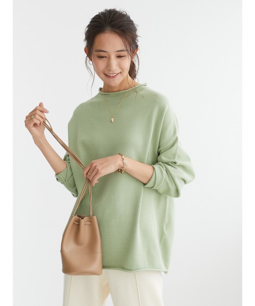 CRAFT STANDARD BOUTIQUE(クラフトスタンダードブティック)の「モックネックラグランニットプルオーバー《ウォッシャブル仕様》〇*(ニット/セーター・レディース・チャコールグレー/ライトブルー/ブラック/ベージュ/アイボリー/モカ/グリーン系その他2/レッド系その他5・M/L)」の6枚目の写真