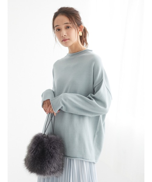 CRAFT STANDARD BOUTIQUE(クラフトスタンダードブティック)の「モックネックラグランニットプルオーバー《ウォッシャブル仕様》〇*(ニット/セーター・レディース・チャコールグレー/ライトブルー/ブラック/ベージュ/アイボリー/モカ/グリーン系その他2/レッド系その他5・M/L)」の7枚目の写真