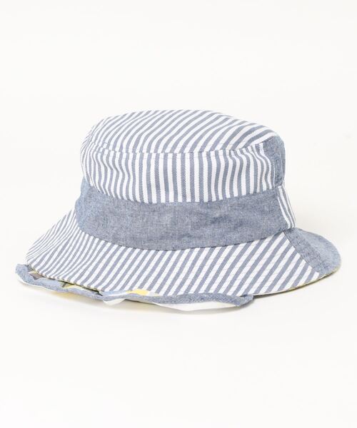 Love&Peace&Money(ラブアンドピースアンドマネー)の「ストライプ切替日よけハット(ハット・キッズ・ベージュ/ネイビー・XS(48-52)/52-56cm)」の3枚目の写真