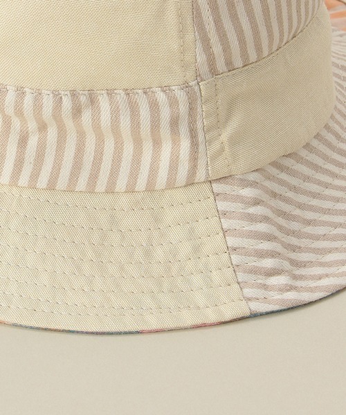 Love&Peace&Money(ラブアンドピースアンドマネー)の「ストライプ切替日よけハット(ハット・キッズ・ベージュ/ネイビー・XS(48-52)/52-56cm)」の6枚目の写真