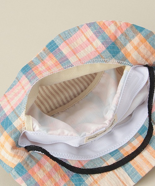 Love&Peace&Money(ラブアンドピースアンドマネー)の「ストライプ切替日よけハット(ハット・キッズ・ベージュ/ネイビー・XS(48-52)/52-56cm)」の11枚目の写真