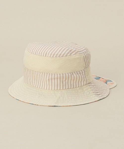 Love&Peace&Money(ラブアンドピースアンドマネー)の「ストライプ切替日よけハット(ハット・キッズ・ベージュ/ネイビー・XS(48-52)/52-56cm)」の13枚目の写真