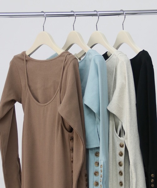 CLEIO(クレイオ)の「入荷なし【CLEIO】2WAYテレコレイヤードワンピース(ワンピース・レディース・ブラック/サックスブルー/アイボリー/モカ・FREE)」の5枚目の写真