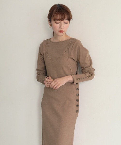 CLEIO(クレイオ)の「入荷なし【CLEIO】2WAYテレコレイヤードワンピース(ワンピース・レディース・ブラック/サックスブルー/アイボリー/モカ・FREE)」の22枚目の写真