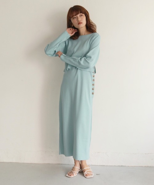 CLEIO(クレイオ)の「入荷なし【CLEIO】2WAYテレコレイヤードワンピース(ワンピース・レディース・ブラック/サックスブルー/アイボリー/モカ・FREE)」の21枚目の写真