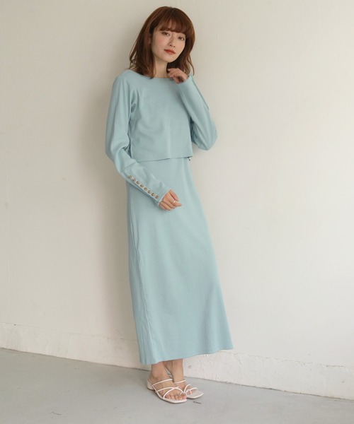 CLEIO(クレイオ)の「入荷なし【CLEIO】2WAYテレコレイヤードワンピース(ワンピース・レディース・ブラック/サックスブルー/アイボリー/モカ・FREE)」の20枚目の写真